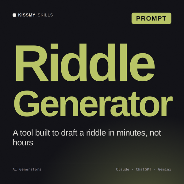 Riddle Generator AI prompt by KissMySkills, cover