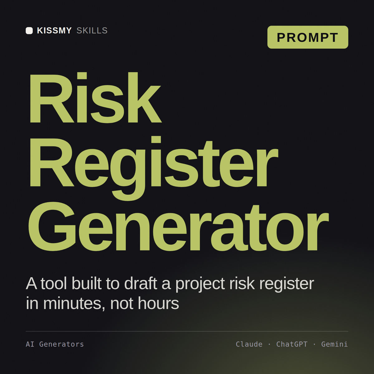 Risk Register Generator AI prompt by KissMySkills, cover