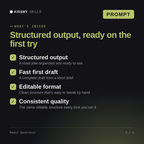 What's inside the Roast Generator AI prompt: Structured output, Fast first draft, Editable format, Consistent quality
