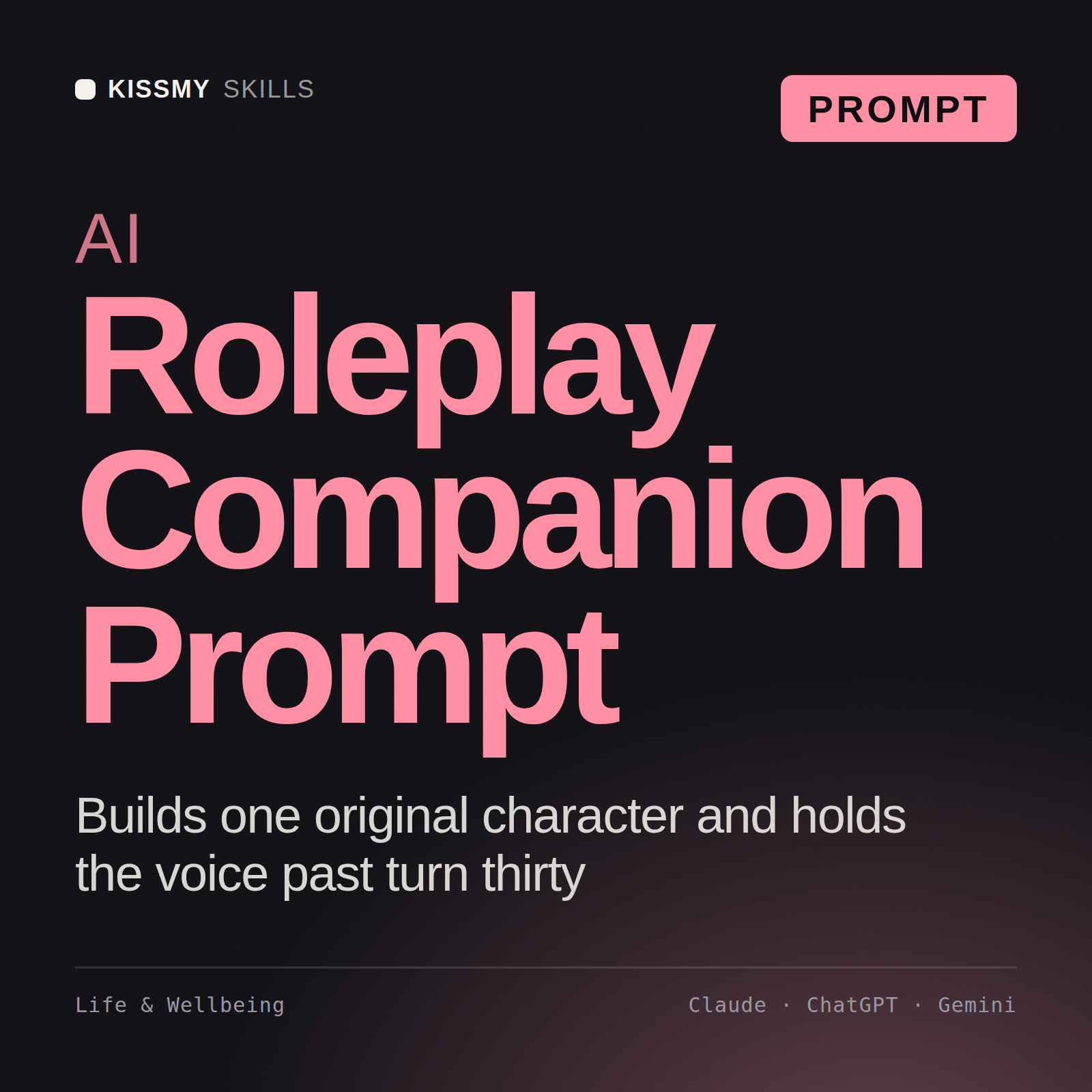 AI Roleplay Companion Prompt AI prompt by KissMySkills, cover