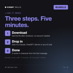 How the AI Rollout Kit works in three steps: download, drop it into your AI chat, done