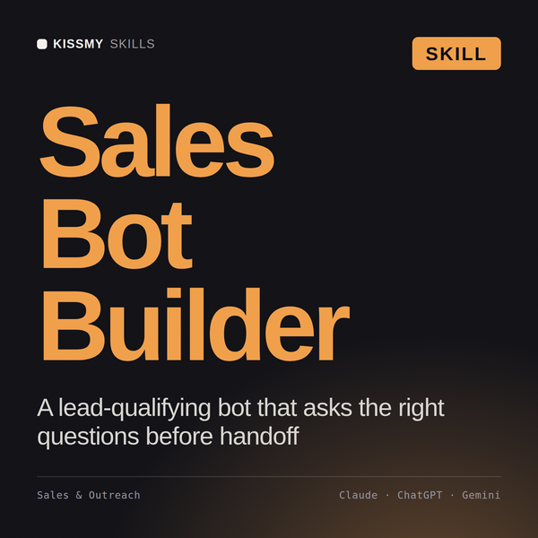 Sales Bot Builder AI skill by KissMySkills, cover