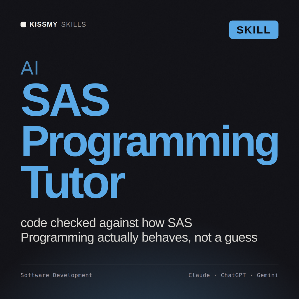 AI SAS Programming Tutor AI skill by KissMySkills, cover