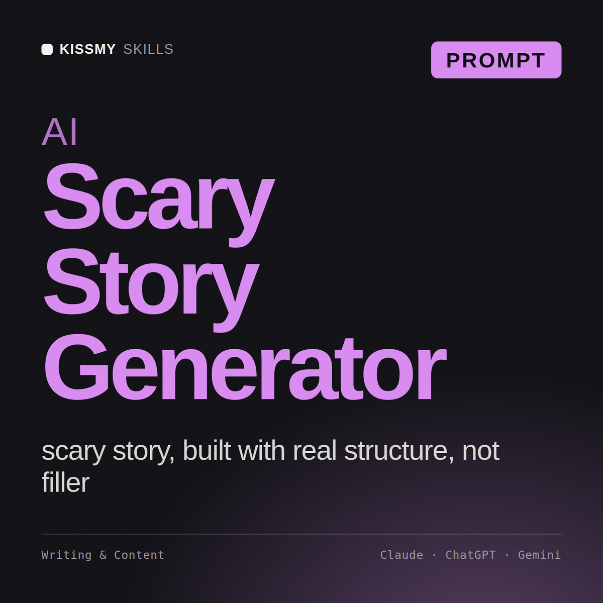 AI Scary Story Generator AI prompt by KissMySkills, cover