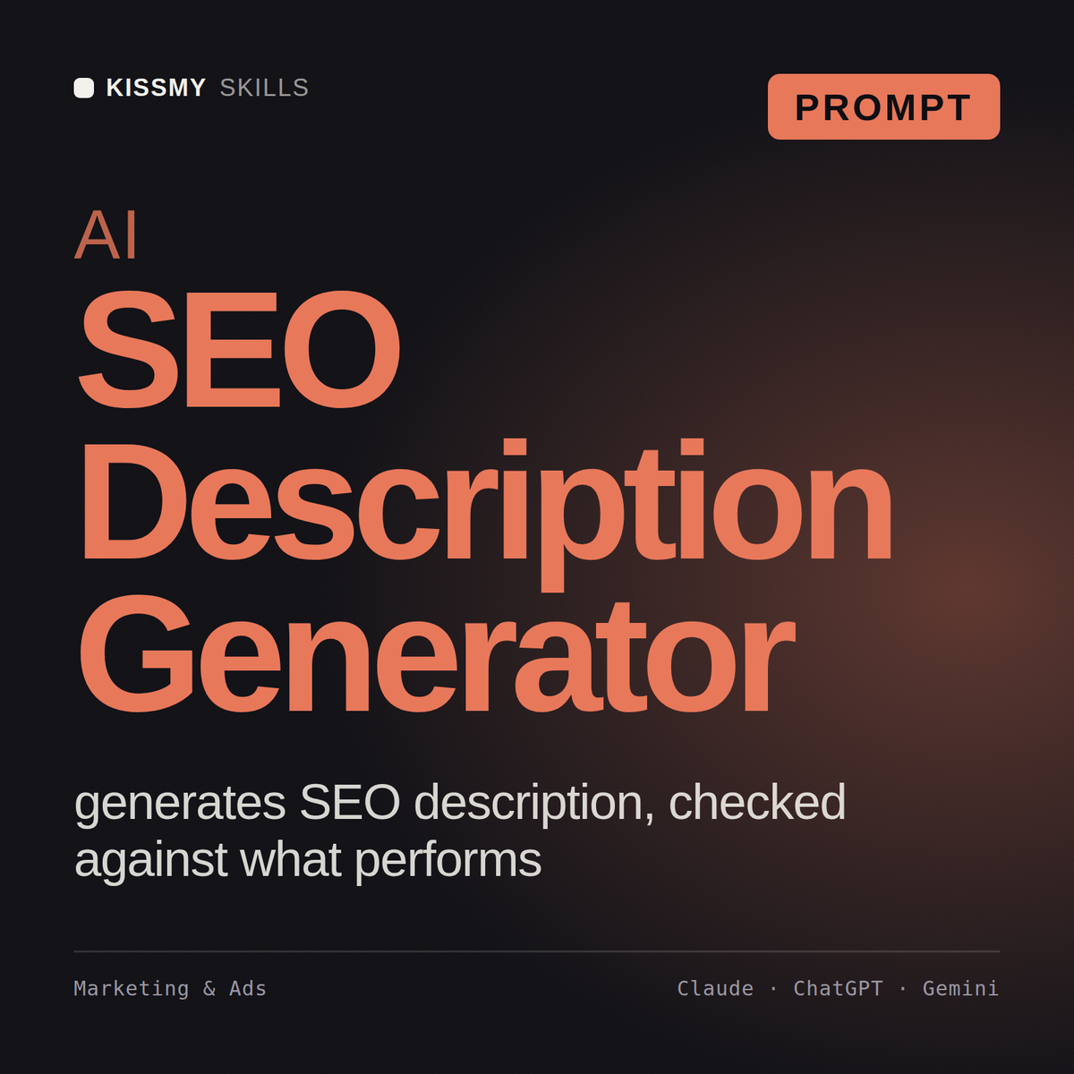 AI SEO Description Generator AI prompt by KissMySkills, cover