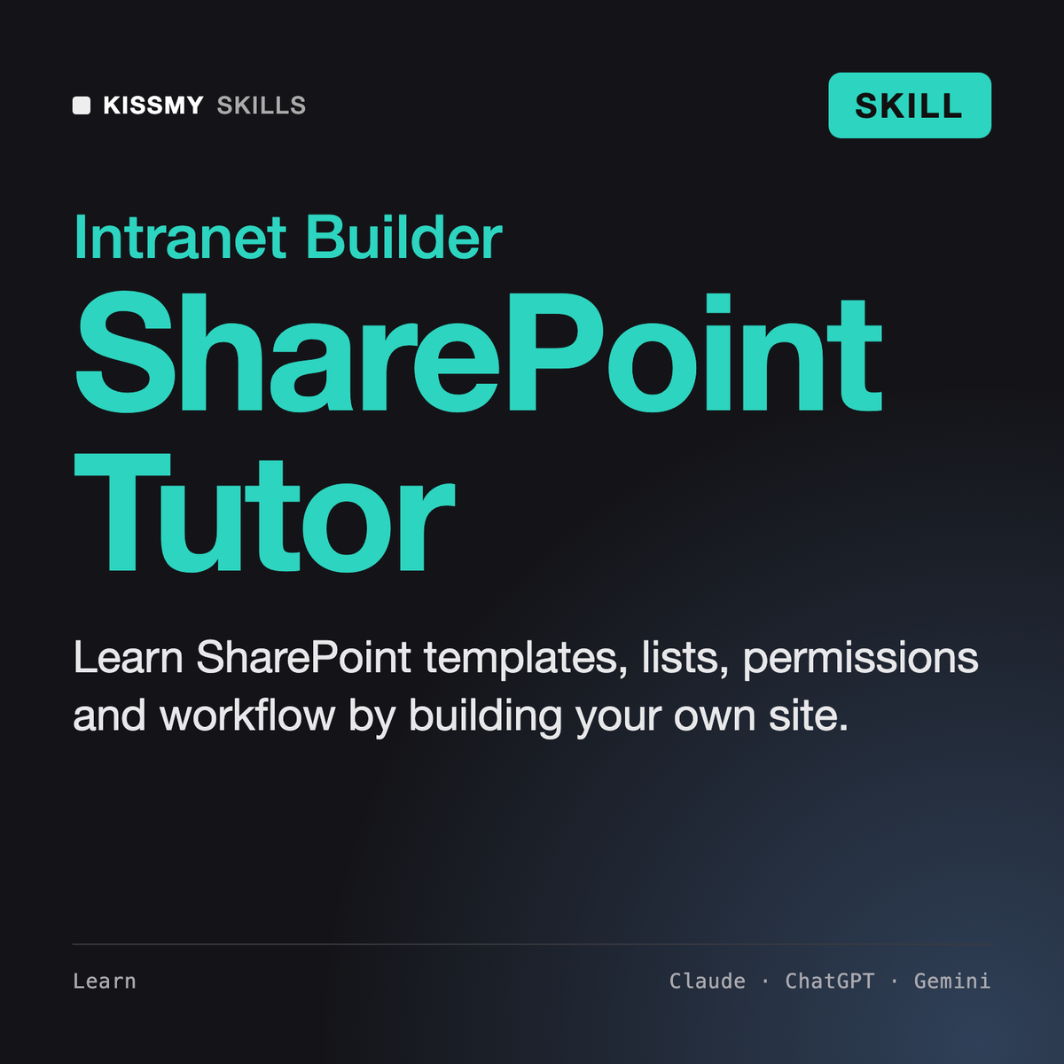 AI SharePoint Tutor AI skill by KissMySkills, cover