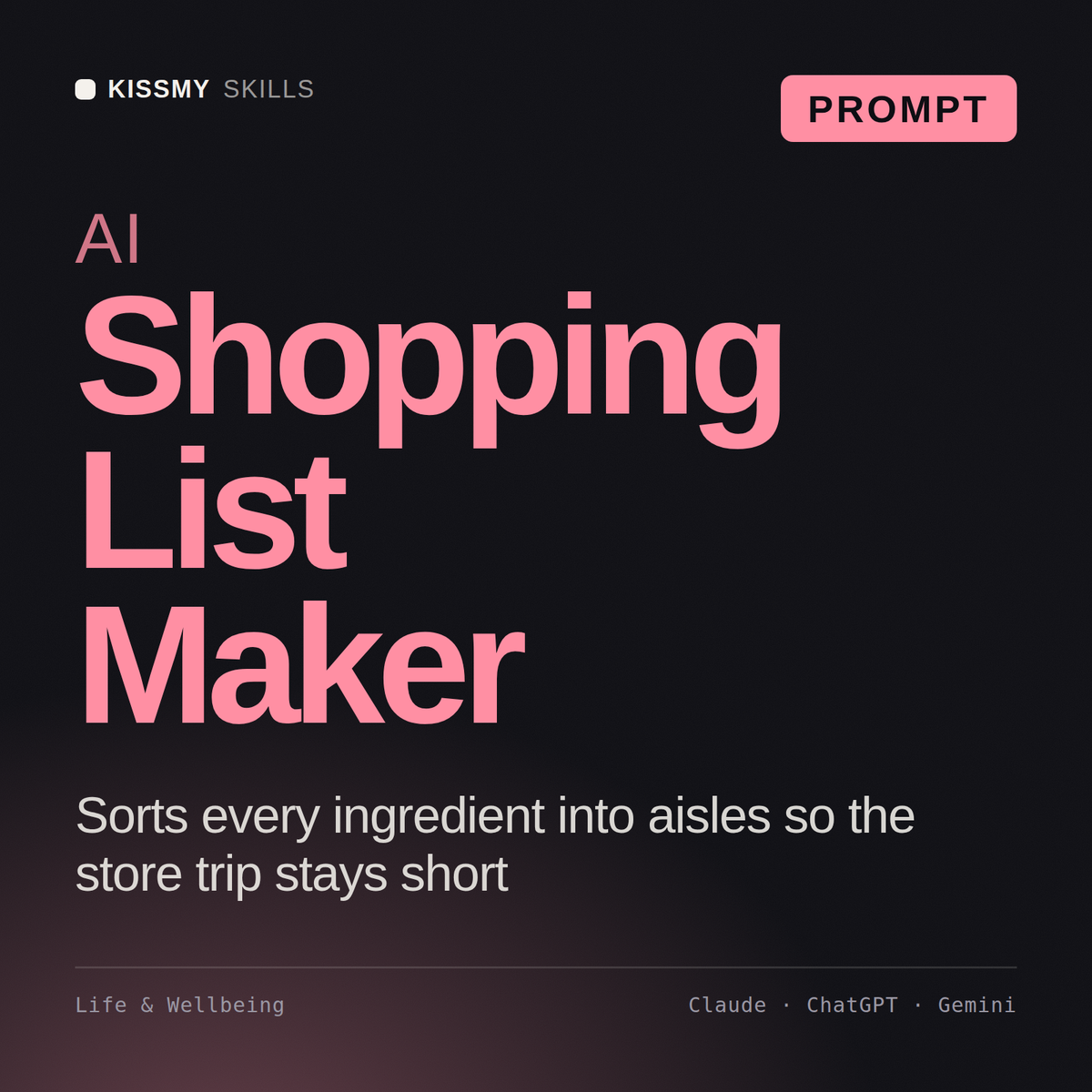AI Shopping List Maker AI prompt by KissMySkills, cover
