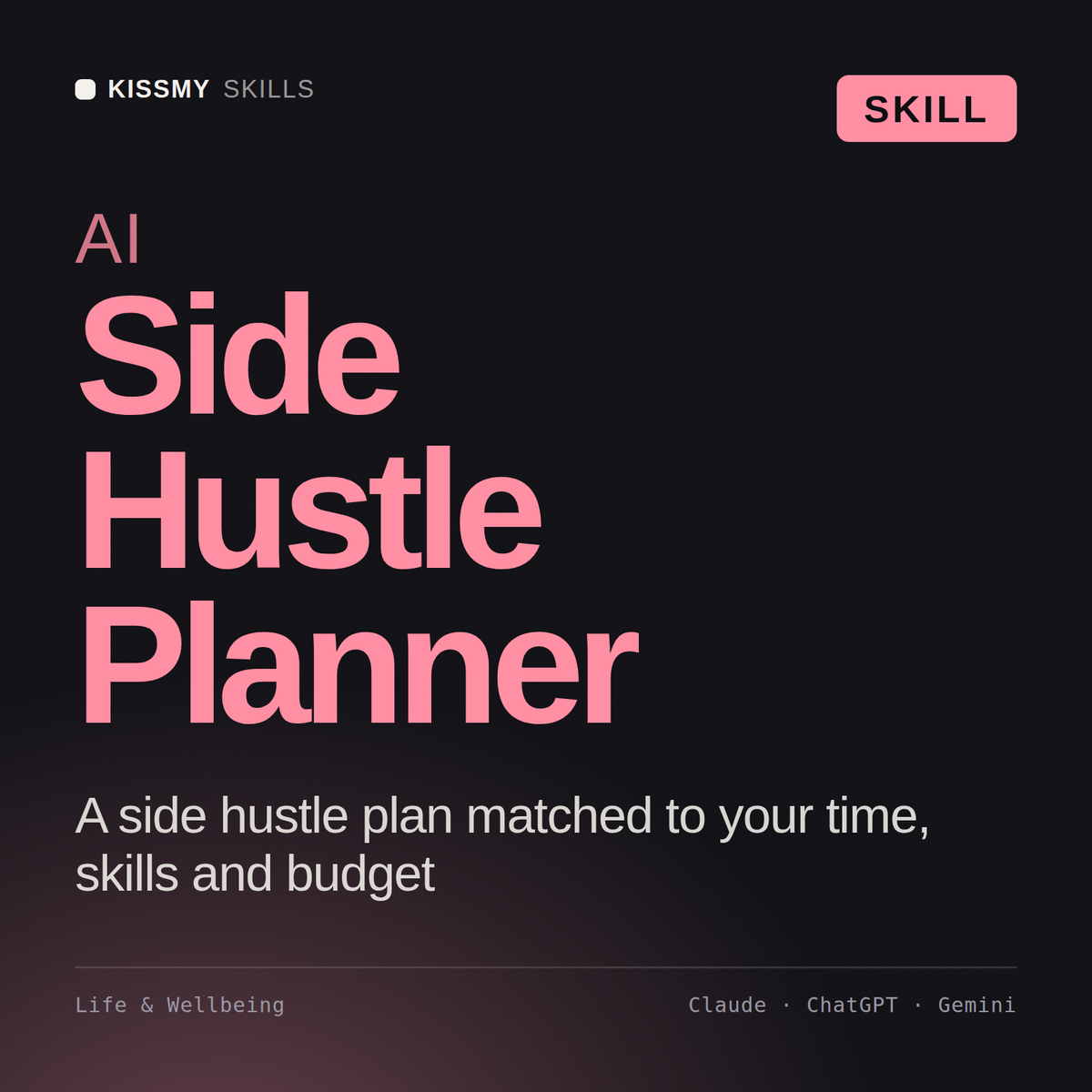 AI Side Hustle Planner AI skill by KissMySkills, cover