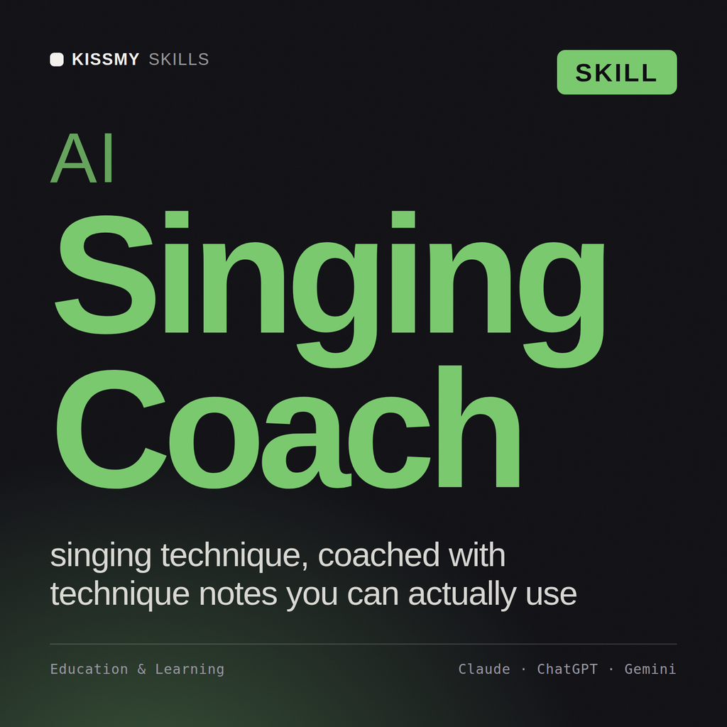 AI Singing Coach AI skill by KissMySkills, cover