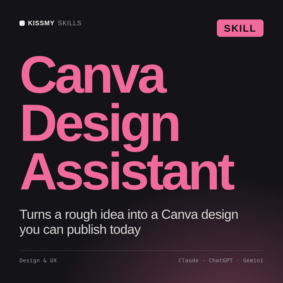 Canva Design Assistant AI skill by KissMySkills, cover