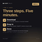 How the Clio Skill AI skill works in three steps: download, drop it into your AI chat, done