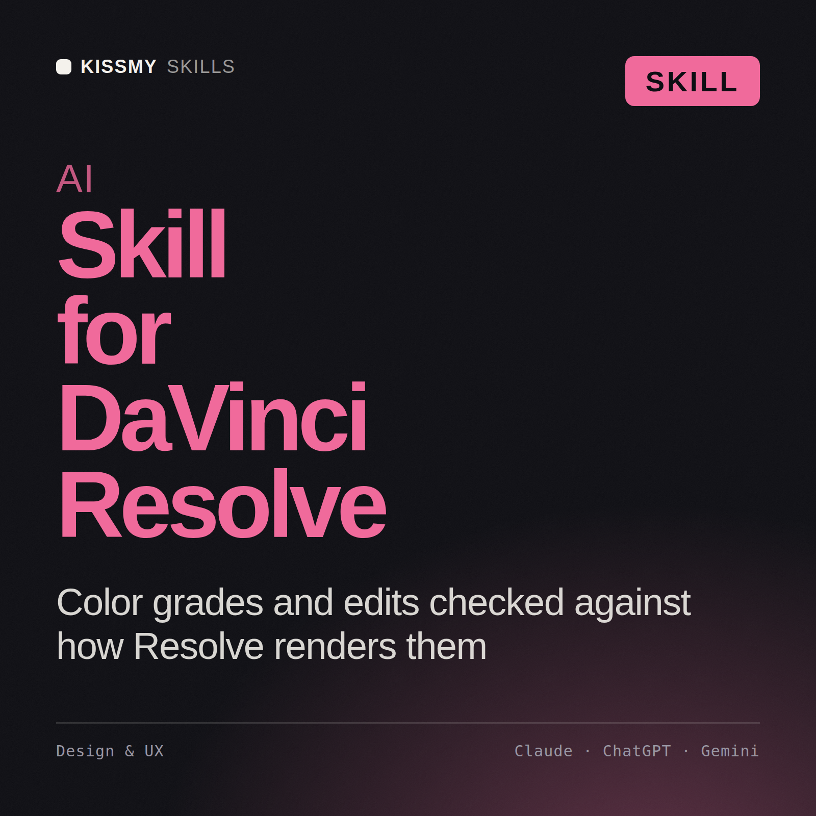 AI Skill for DaVinci Resolve AI skill by KissMySkills, cover