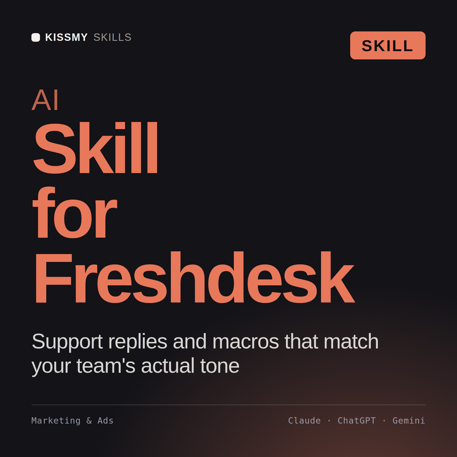 AI Skill for Freshdesk AI skill by KissMySkills, cover