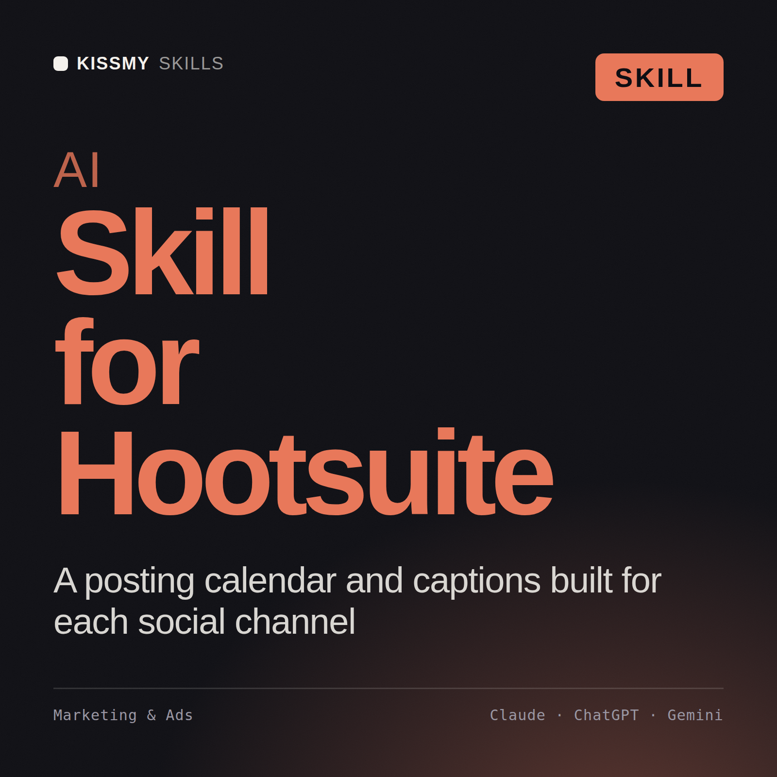 AI Skill for Hootsuite AI skill by KissMySkills, cover