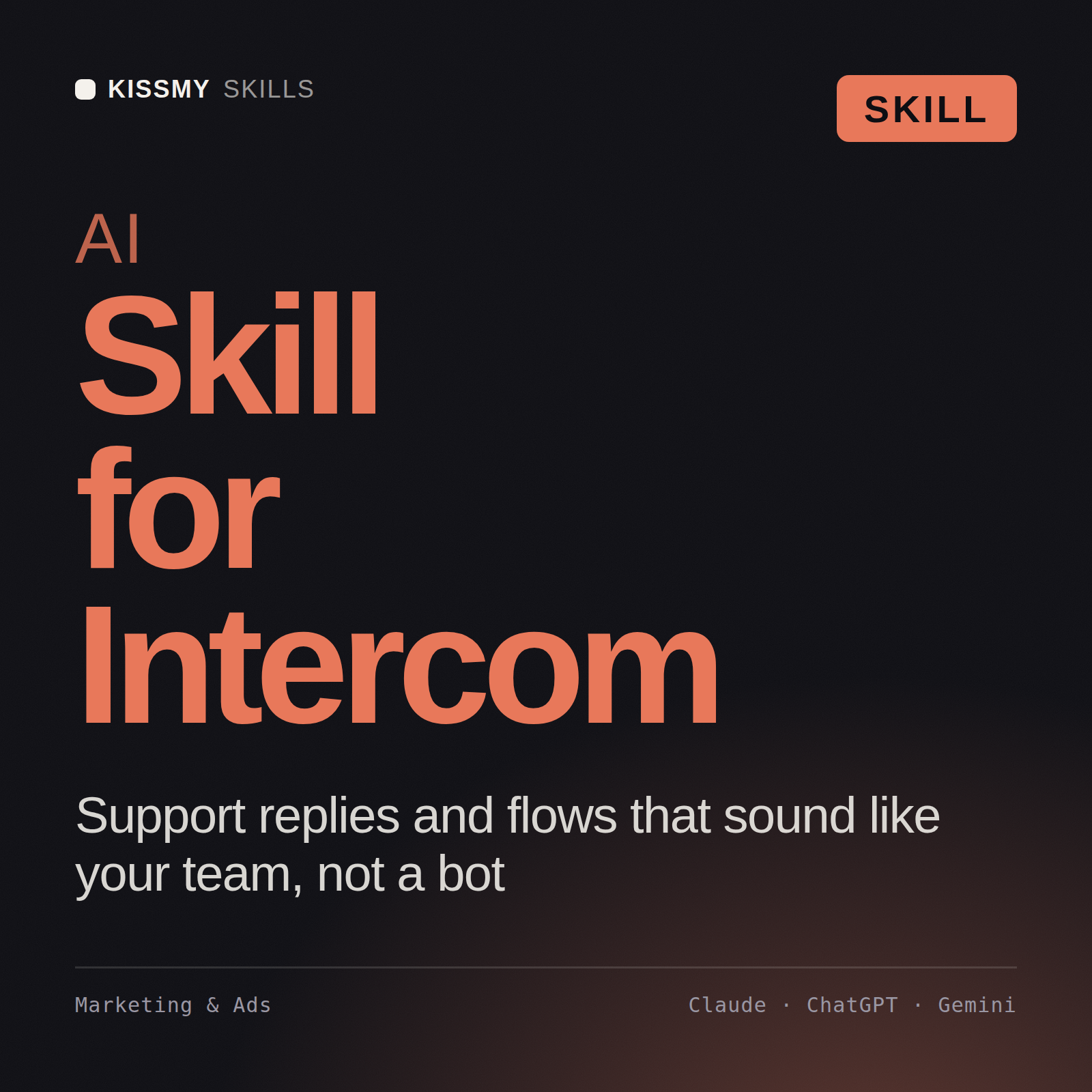 AI Skill for Intercom AI skill by KissMySkills, cover