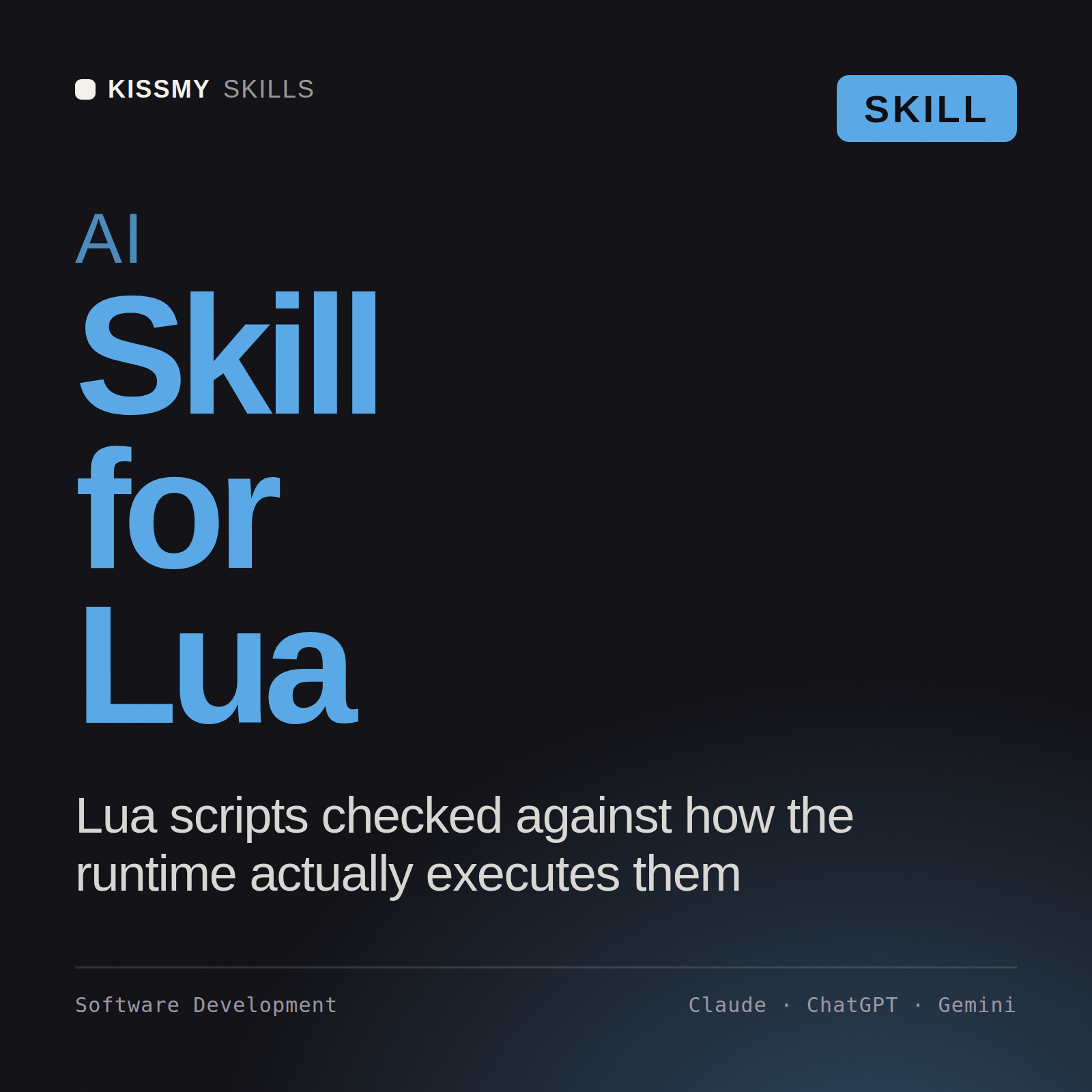AI Skill for Lua AI skill by KissMySkills, cover