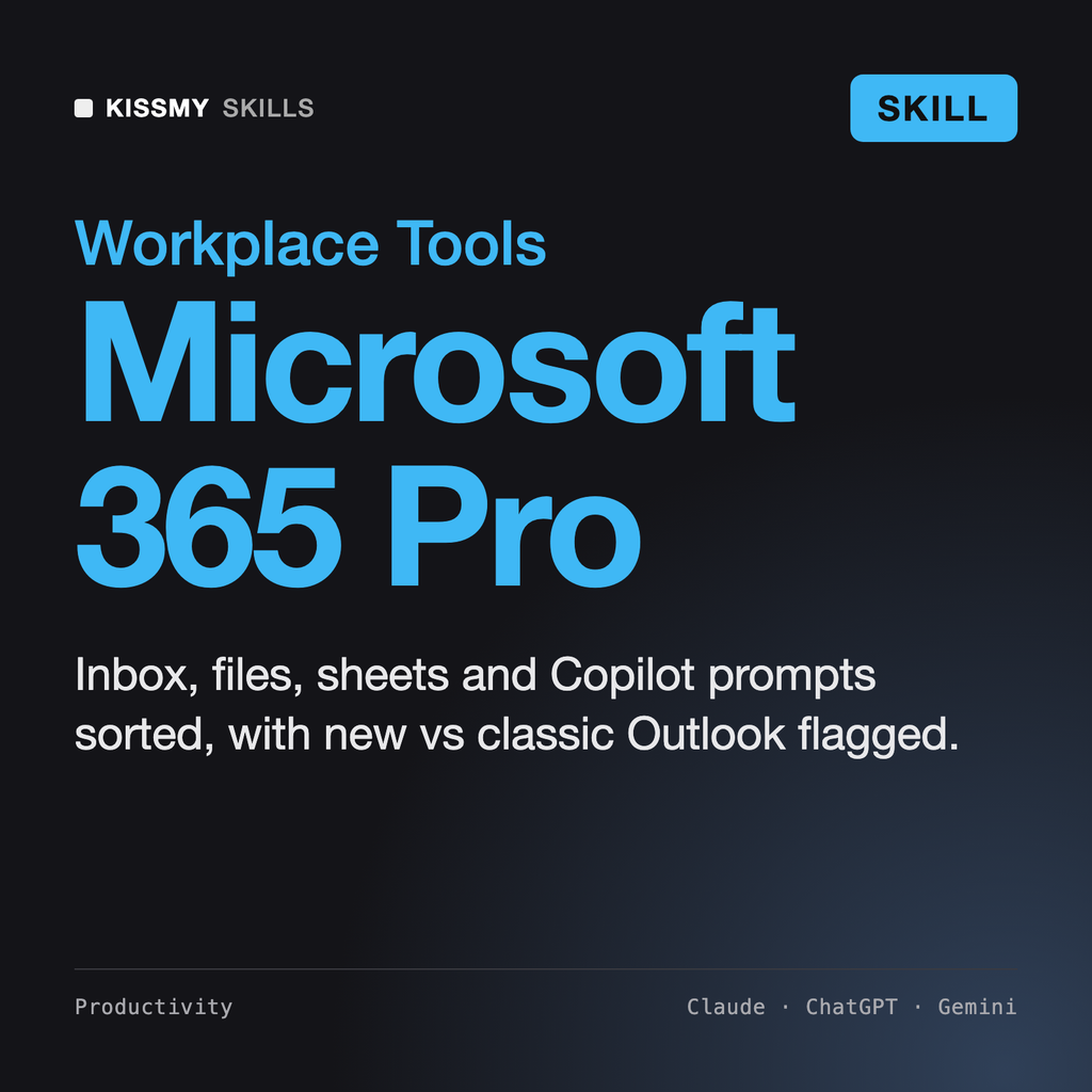 AI Skill for Microsoft 365 & Outlook AI skill by KissMySkills, cover