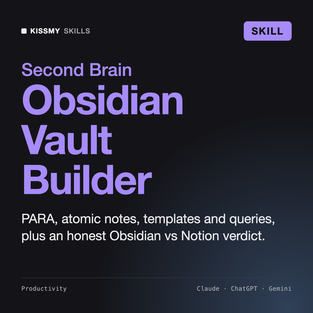 AI Skill for Obsidian (Second Brain) by KissMySkills, cover