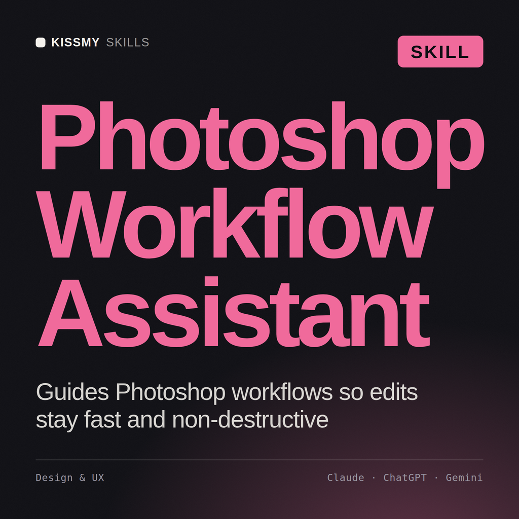 Photoshop Workflow Assistant AI skill by KissMySkills, cover