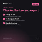 What's inside the Premiere Pro Skill AI skill: Setup or fix, Technique check, Handoff notes