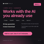 The Premiere Pro Skill AI skill works with Claude, ChatGPT, Gemini and any AI chat, 30-day money-back guarantee