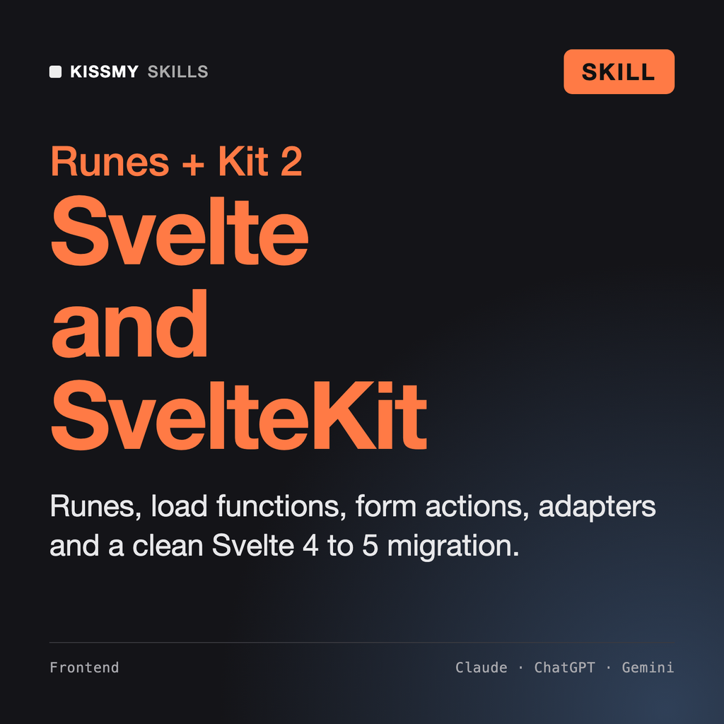 AI Skill for Svelte & SvelteKit AI skill by KissMySkills, cover