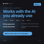 The v0.dev AI skill works with Claude, ChatGPT, Gemini and any AI chat, 30-day money-back guarantee