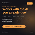 The Zoho CRM Skill AI skill works with Claude, ChatGPT, Gemini and any AI chat, 30-day money-back guarantee