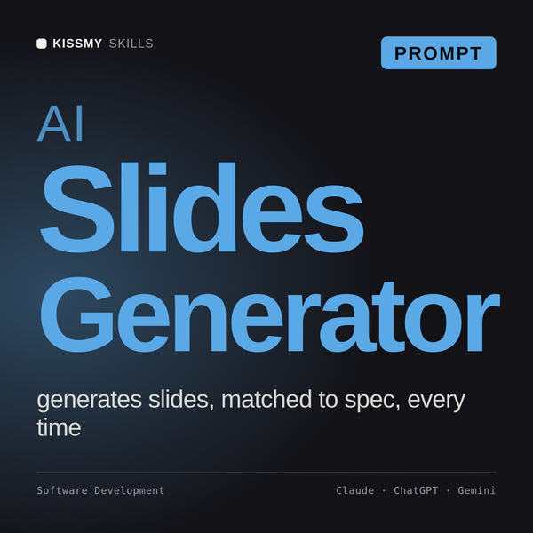 AI Slides Generator AI prompt by KissMySkills, cover
