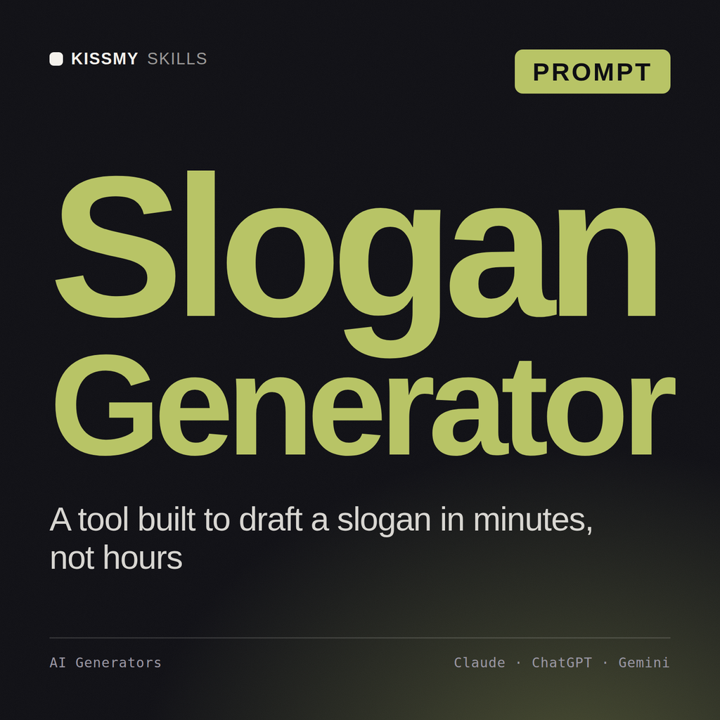 Slogan Generator AI prompt by KissMySkills, cover