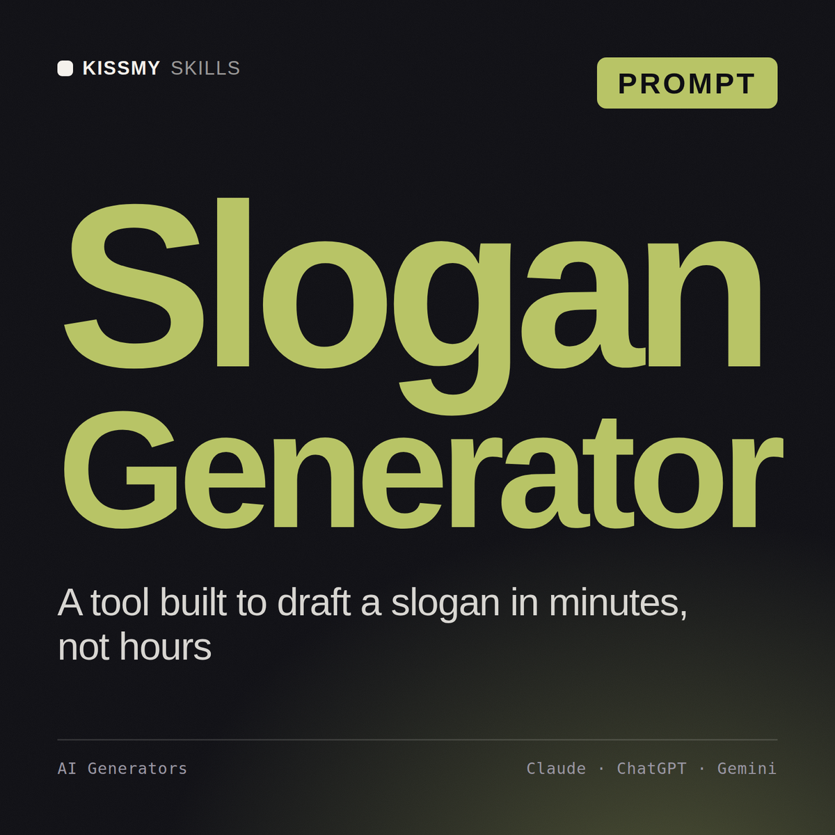 Slogan Generator AI prompt by KissMySkills, cover