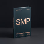 Social Media Post Generator prompts for Claude by KissMySkills, deep midnight-teal laid paper cover with the monogram SMP