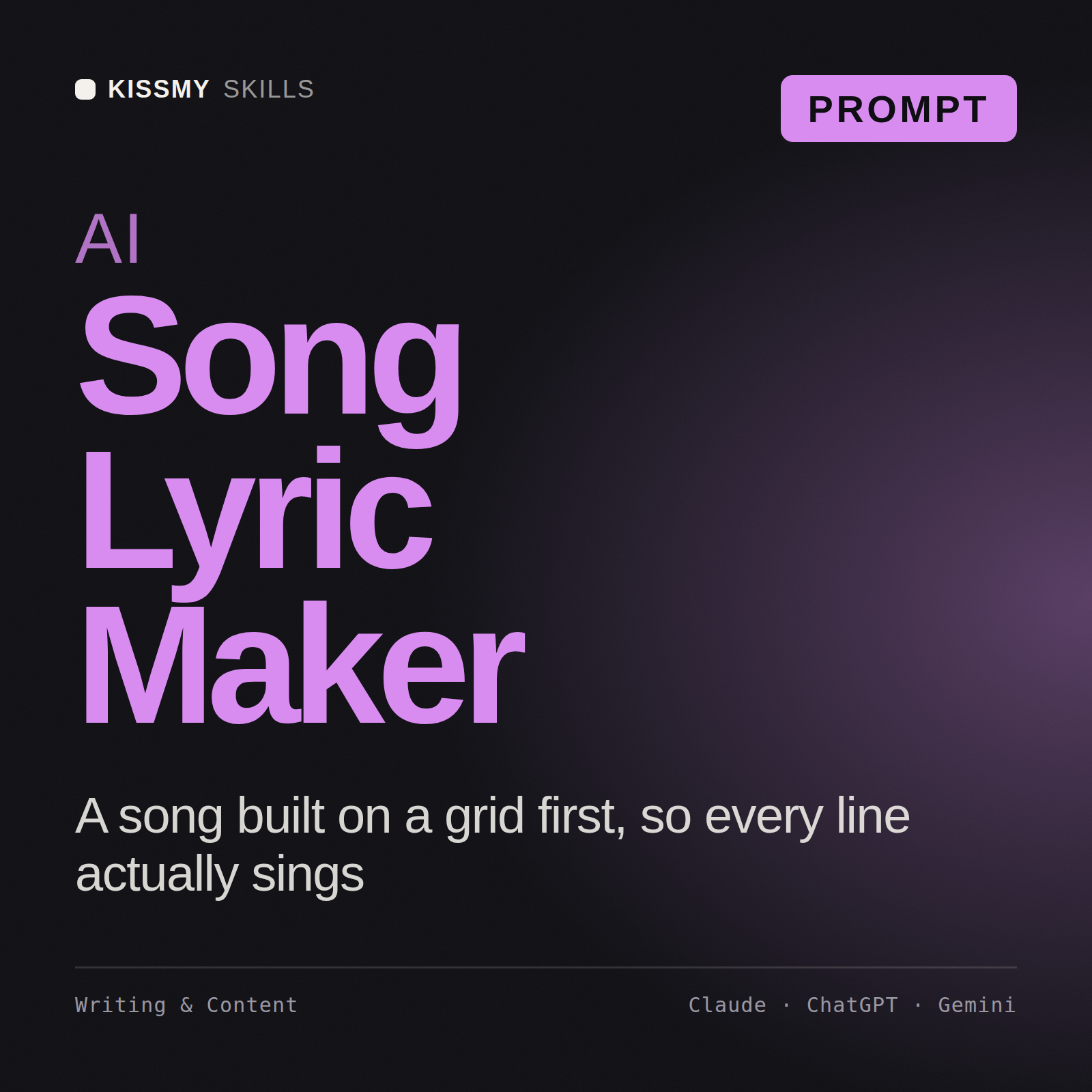 AI Song Lyric Maker AI prompt by KissMySkills, cover