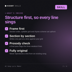 What's inside the AI Song Lyric Maker AI skill: Frame first, Section by section, Prosody check, Fully original
