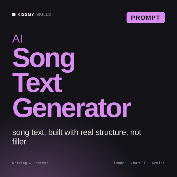 AI Song Text Generator AI prompt by KissMySkills, cover