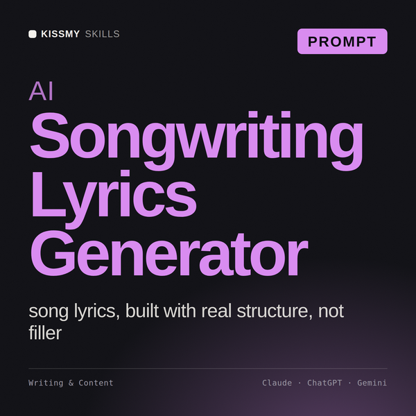 AI Songwriting Lyrics Generator AI prompt by KissMySkills, cover
