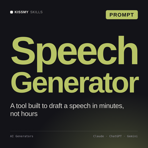 Speech Generator AI prompt by KissMySkills, cover