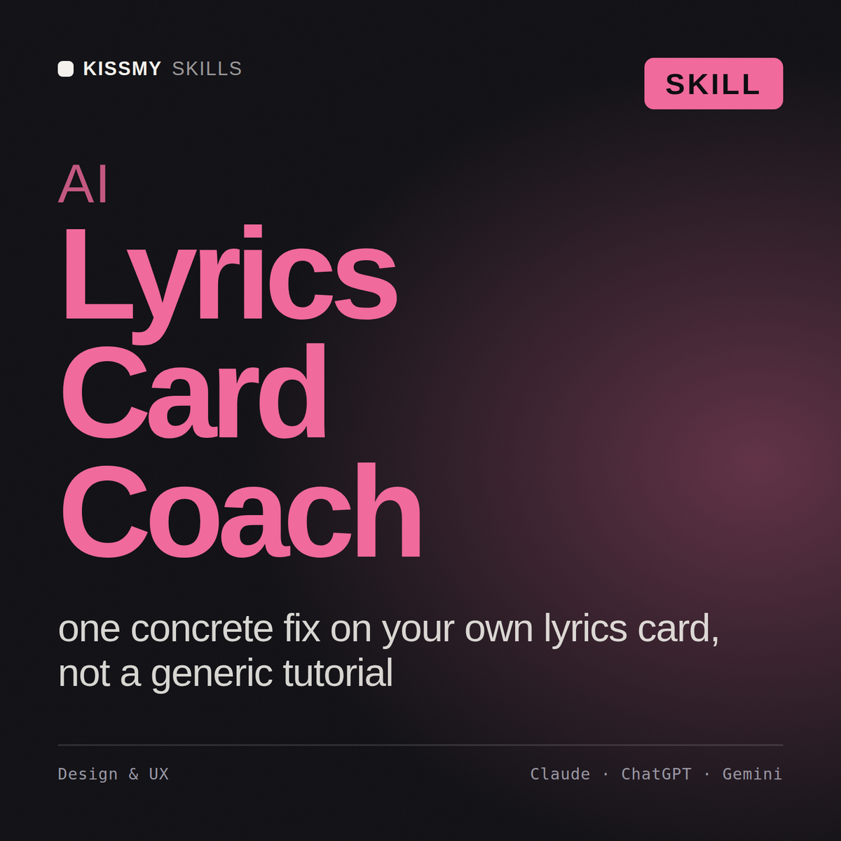 AI Lyrics Card Coach AI skill by KissMySkills, cover