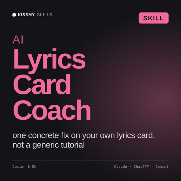 AI Lyrics Card Coach AI skill by KissMySkills, cover