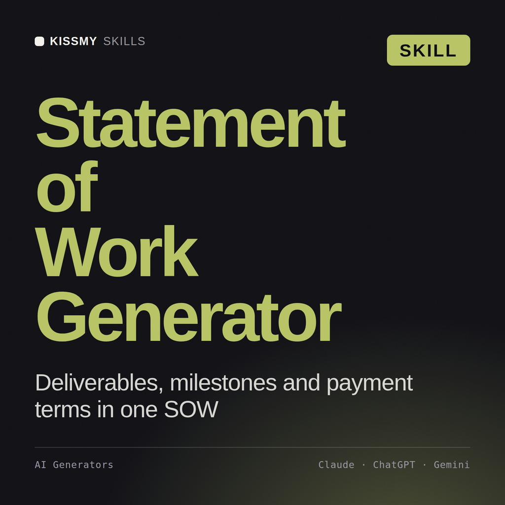 Statement of Work Generator AI skill by KissMySkills, cover