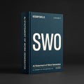 Statement of Work Generator Claude skill by KissMySkills, deep prussian petrol blue bookcloth cover with the monogram SWO