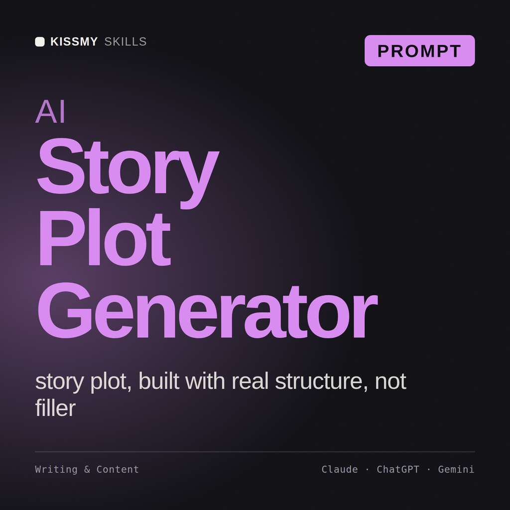 AI Story Plot Generator AI prompt by KissMySkills, cover