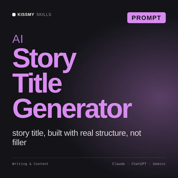 AI Story Title Generator AI prompt by KissMySkills, cover