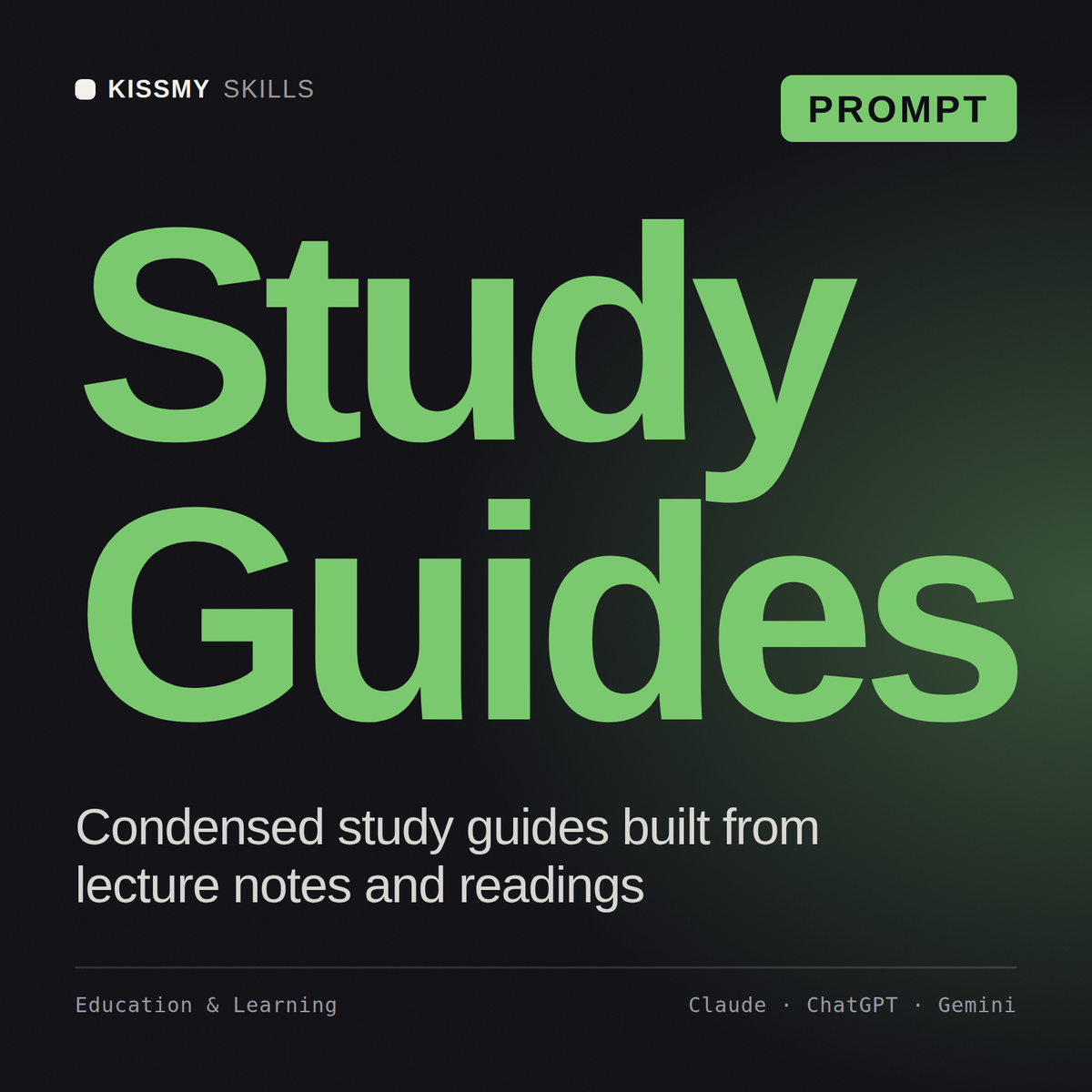 Study Guides AI prompt by KissMySkills, cover