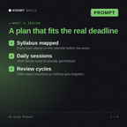 What's inside the AI Study Planner AI prompt: Syllabus mapped, Daily sessions, Review cycles
