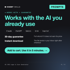 The AI SVG Logo & Icon Generator works with Claude, ChatGPT, Gemini and any AI chat, 30-day money-back guarantee