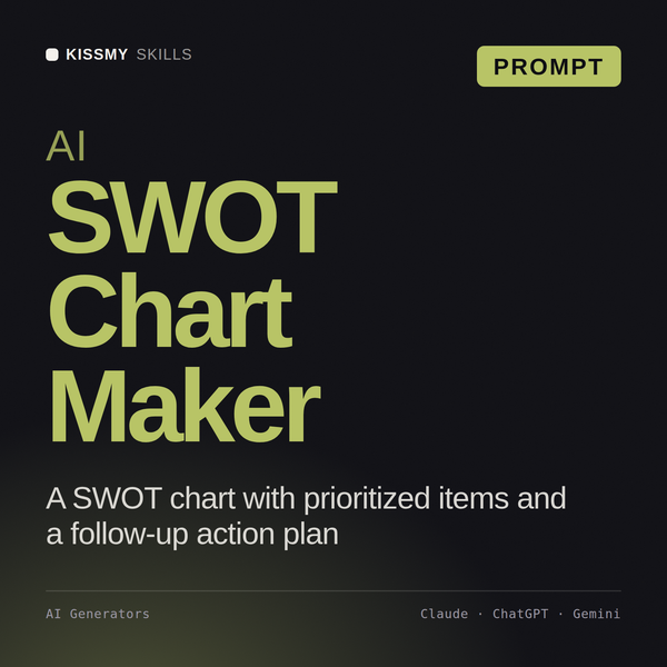AI SWOT Chart Maker AI prompt by KissMySkills, cover