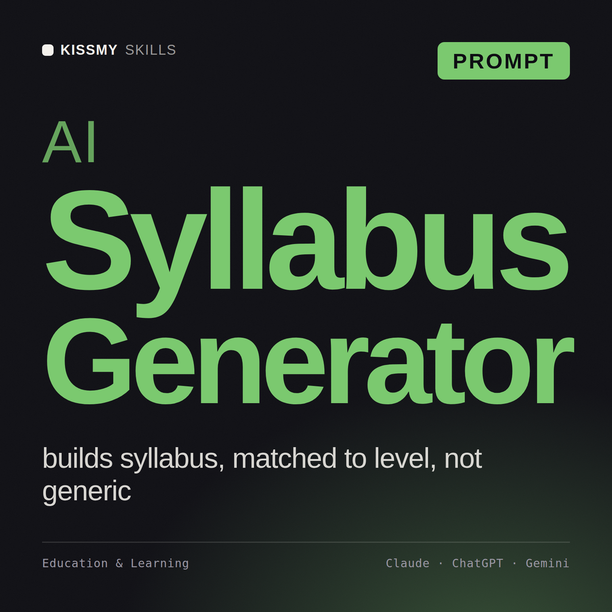 AI Syllabus Generator AI prompt by KissMySkills, cover
