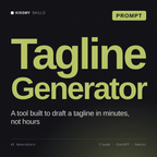 Tagline Generator AI prompt by KissMySkills, cover