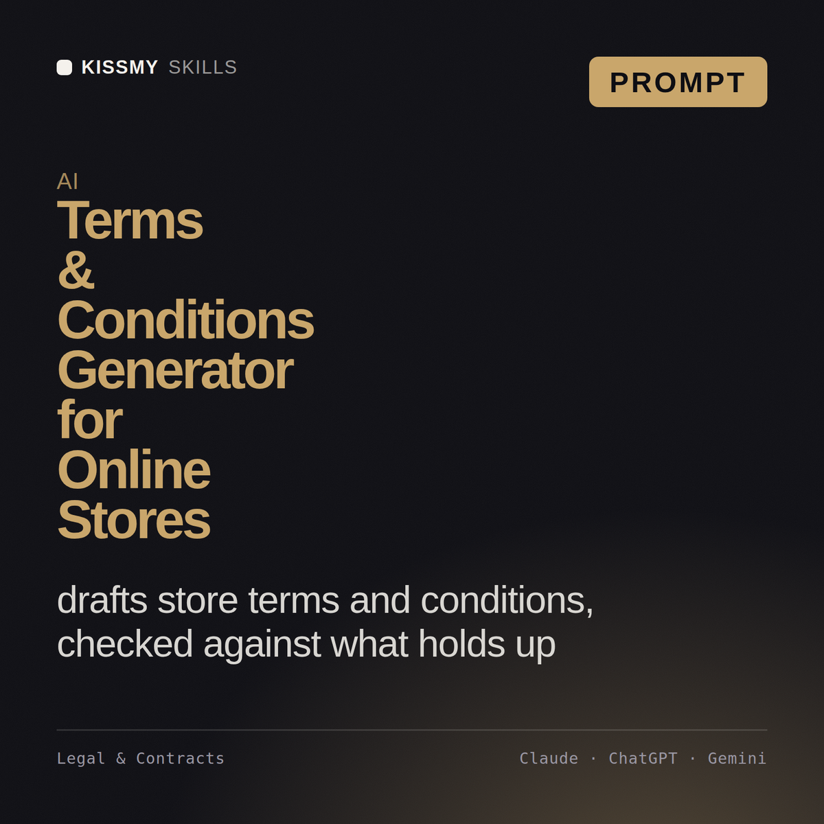 AI Terms & Conditions Generator for Online Stores AI prompt by KissMySkills, cover